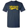 Michigan Wolverines Baseball Jersey Script College Universiteit T-shirt - Marineblauw