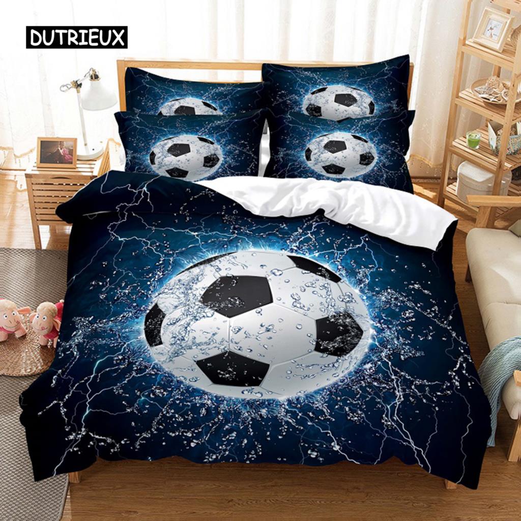 Sport Voetbal Beddengoed Set Dekbedovertrek Set 3d Beddengoed Digitale Print Bedlinnen Queen Size Beddengoed Set Mode Design