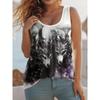 Summer Women's Large Size 3D Printing Flower Tiger Cat Vest Loose Fashionable Comfortable Soft Breathable O Neck Sleeveless Vest