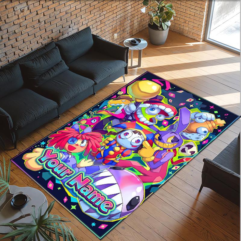 Personalized Crystal Velvet Carpet Custom Name Text,The Amazing Digital Circus Anti Slip Area Rug For Home Decoration