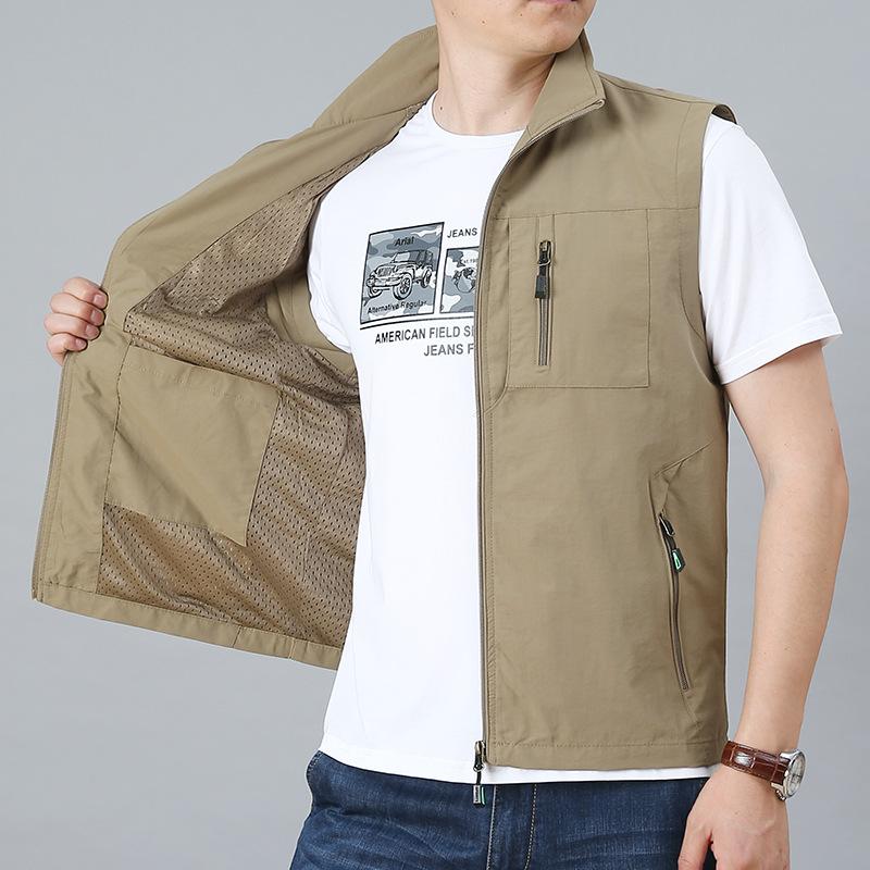 Vest for Men Men 'S Vest Jacket Spring Multi -Pocket Vest Tooling Vest Casual Vest