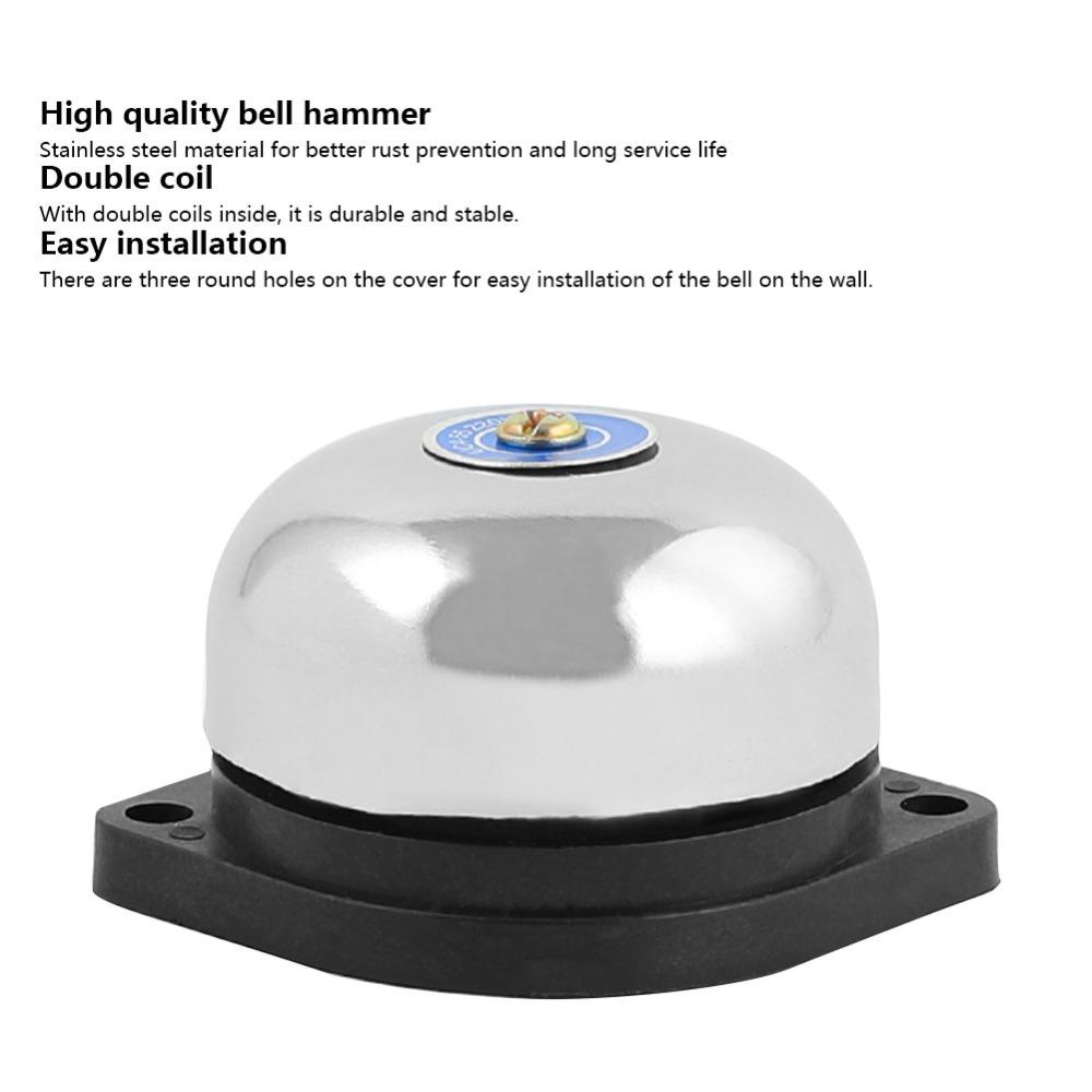 Time Signal 2 Inch Electric Bell Stainless Steel No Spark Fire Alarm Gong Inner Strike Type 220V 5W Electric Ring Door