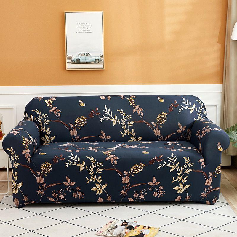 Floral Leaves Printed Soft Sofa Cover For 1/2/3/4 Seater Couches Excellent Fit And Stretch