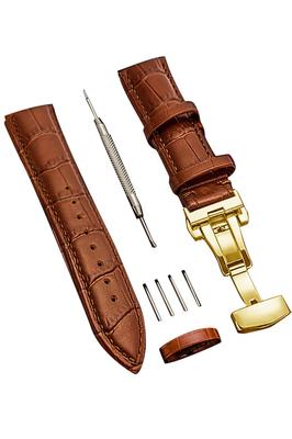 Cinturino per Orologio Cinturino per Orologio 23mm 24mm 22mm 21mm 20mm 19mm 18mm Cinturino di Ricambio in Vera Pelle per Orologio Fibbia a D Impermeabile Resistente al Sudore Pelle per Orologio