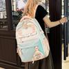 Hochwertiger frischer Rucksack im College-Stil, Rucksack mit kontrastfarbiger Patchwork-Applikation und großem Fassungsvermögen für Schüler der Sekundarstufe I