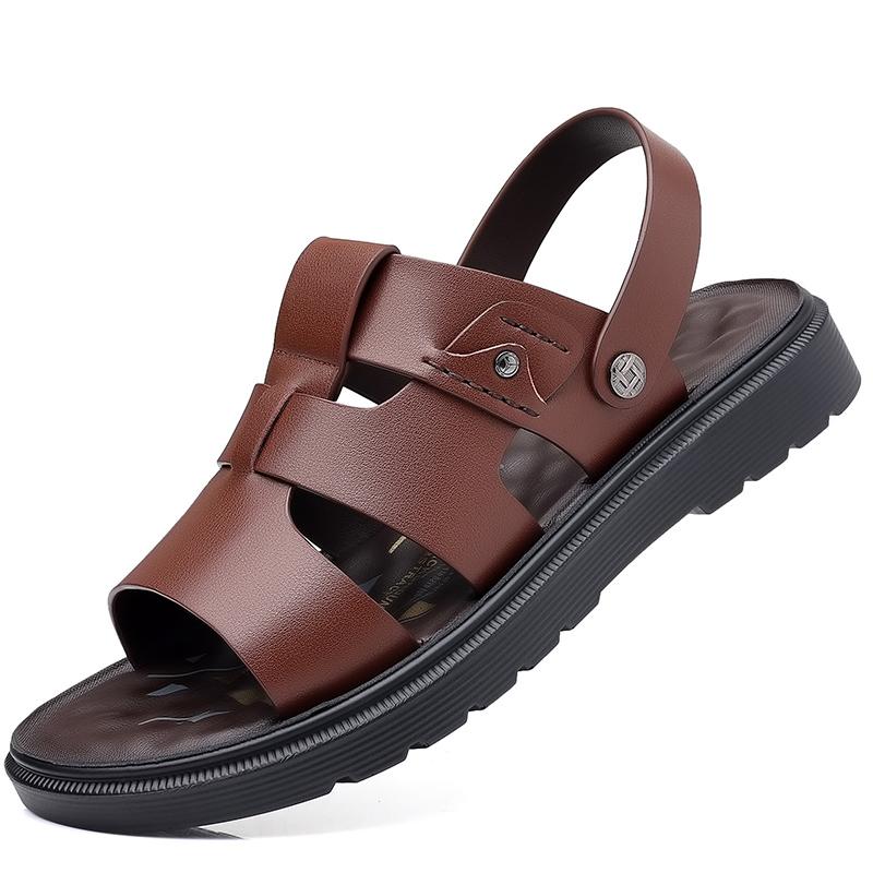 Summer Soft Sandals Men Leather Classic Roman Sandals Slipper Outdoor Sneaker Beach Rubber Flip Flops Men Water Trekking Sandals