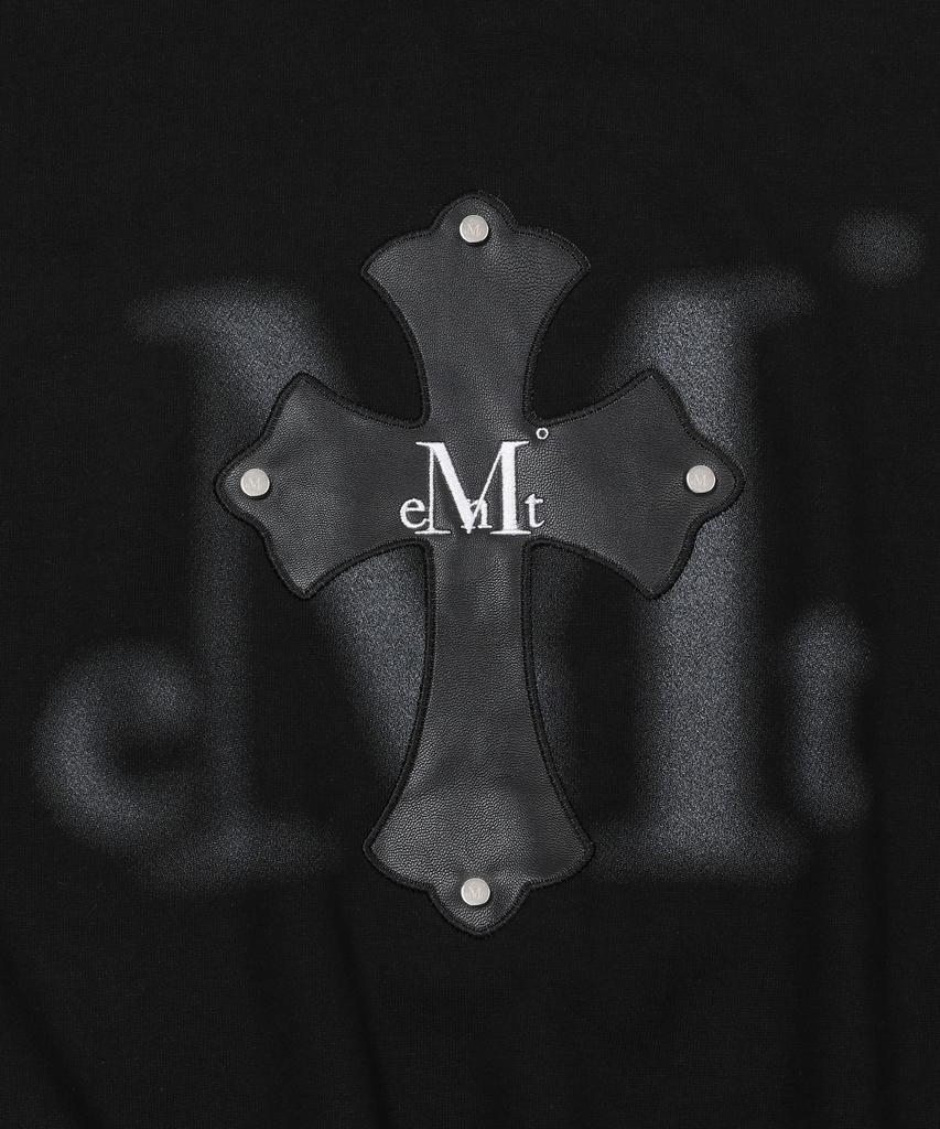 Mucent Monique Blur Logo Cross Leather Patch Sweatshirt Unisex (2 Colors)