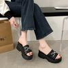 Fashion Chain Wedges Slippers Women High Heels Platform Shoes Fashion Summer Luxury Open Toe Flip Flops Beach Sandals Pumps Mujer Slides