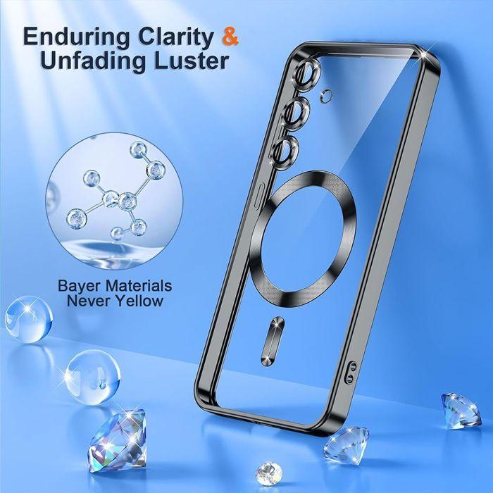 Coque pour Samsung Galaxy A57 5G, Protection avec Cercle Magnétique Contour Brillant Noir
