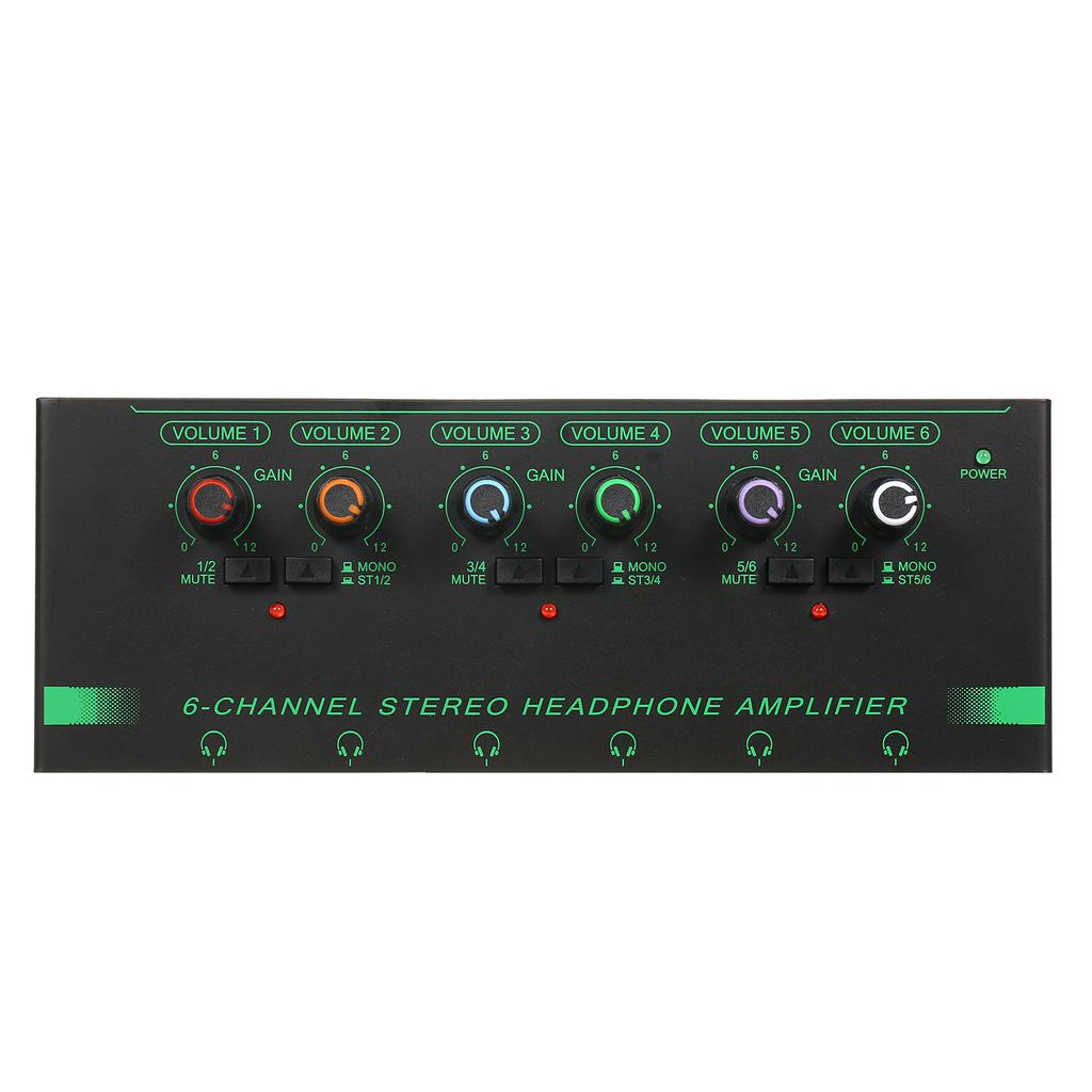 6-Channel Stereo Headphone Amplifier Compact 6 Channels Mini Audio Stereo Headphone Amp with