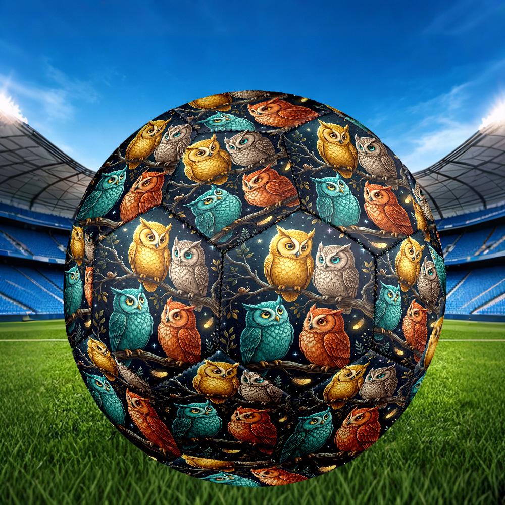 1pc Night Owls Theme Soccer Ball Football, Size 5, Lightweight PVC, Outdoor Training Soccer Ball,Gift C6583