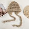 Korean Style Red Balaclava Hat for Women Autumn and Winter Large Head Circumference Woolen Hat Warm Ear Protection Strap Knitted Hat