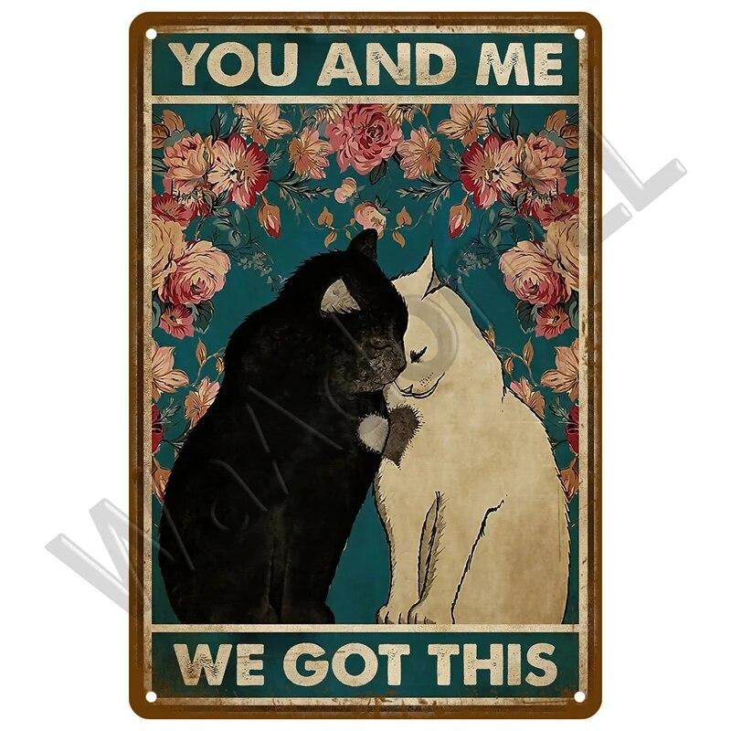 Retro Black Cat Metal Sign Poster Funny Cat Tin Sign Animal Vintage Plaque Home Decor Wall Art Pet Shop Garden Dog Bar Plaque