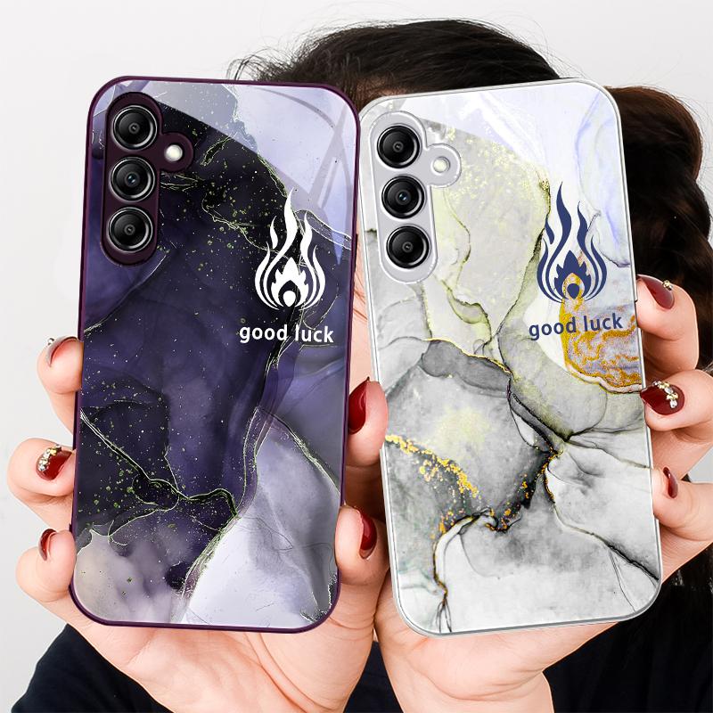 Green Marble Pattern For Samsung A 20 30 22 23 24 25 26 31 32 33 34 35 42 50 51 52 53 54 55 56 70 71 72 73 5G Glass Phone Case