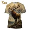 Summer Tops Men Women Elk Moose Deer Hunting Camouflage 3D All Over Printed Oversized Short Sleeve T Shirt Cool Clothing Tops