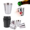 4Pcs/set Polished 30ML Mini Stainless Shot Glass Cup Wine Drinking Glasses with Leather Cover Bag
