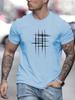 Sommer Herren Casual Grafik Linienmuster Rundhals Kurzarm Mode Trend T-Shirt Tops