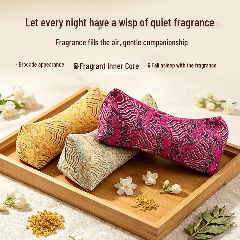 Yun Jin Silk Blend Mugwort Scented Cervical Pillow with Removable Washable Cover