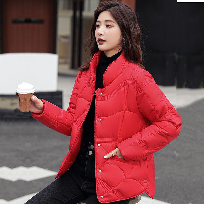 Autumn Winter Thicken Warm Short Parka Women Solid Color Loose Stand Collar Coat Jackets Outwear