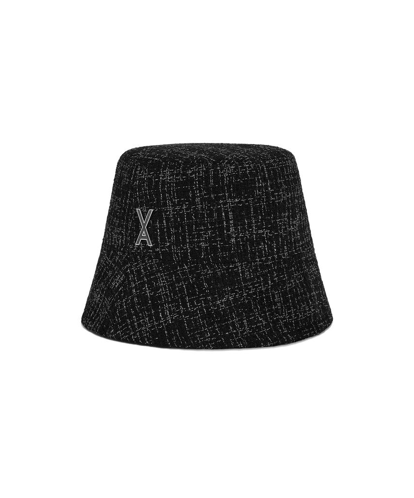 Bajal Va Studded Tweed Drop Bucket Hat Black