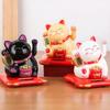 Mini Fortune Cat Figurine Solar Powered Waving Hand Cat Ornaments Car Decor