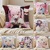Funda de almohada de anime Chocola Nekopara Funda de almohada antiácaros Cremallera invisible felpa corta sedosa Funda para cojín de sofá