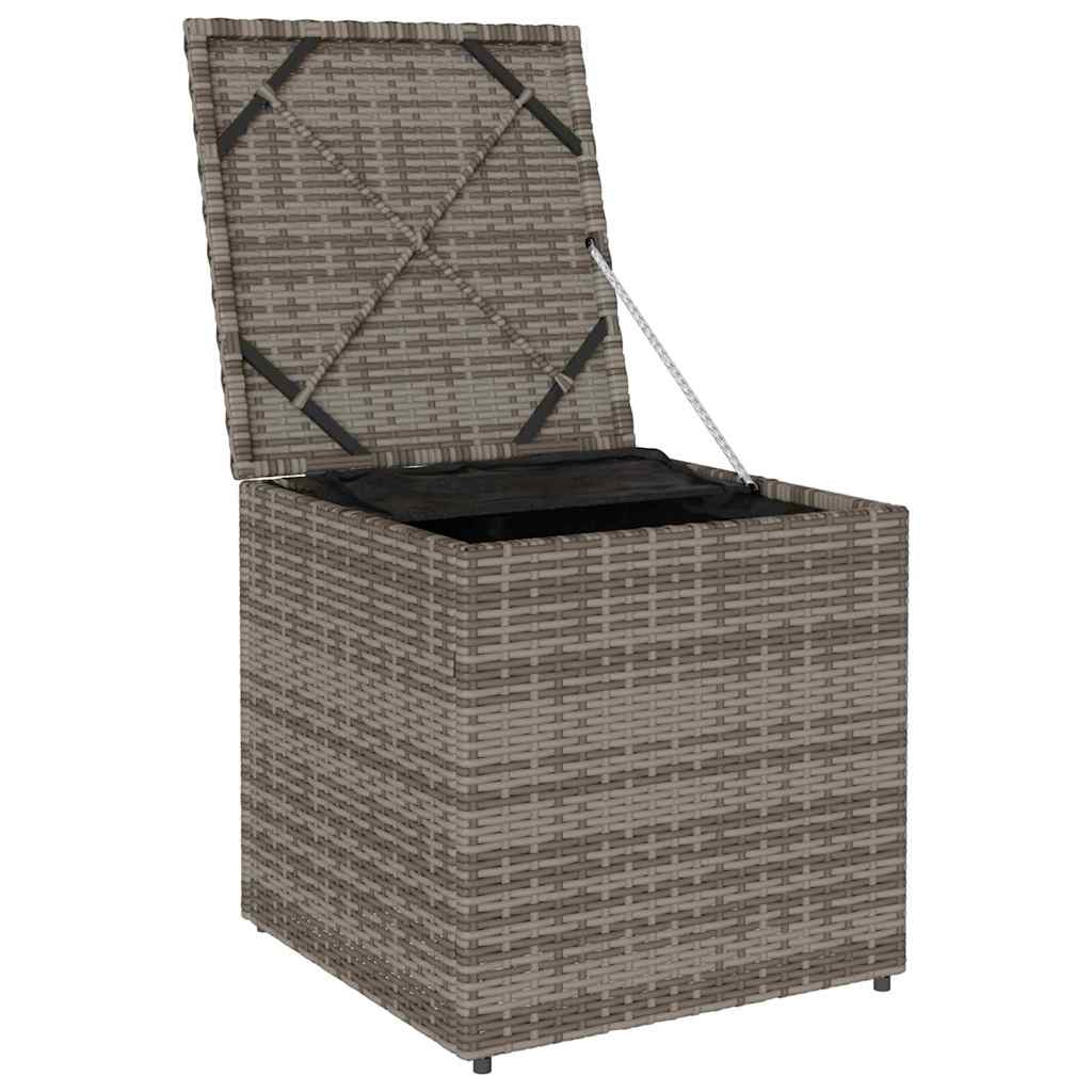 Storage Box with Cushions Gray 50 X 50 X 50 Cm Poly Rattan