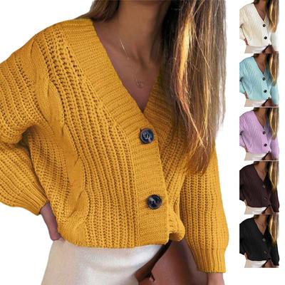2026 New Women's Chunky Knit Cardigan, Button Front V Neck Loose Fit Cable Knit Sweater Coat for Casual Autumn Winter Wear