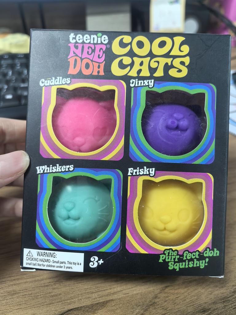 Needoh Teenie Cool Cats 3 Pack Adorable Mini Cat Fidget Toys Soft Squishy Stress Relief Sensory Squeeze Toys