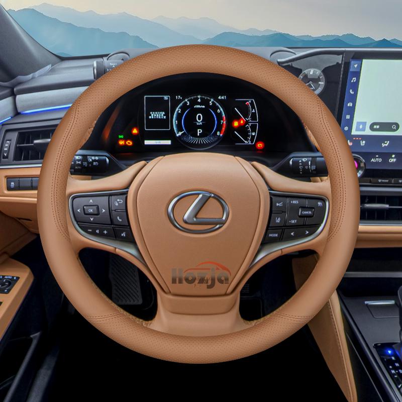 37-38cm Nappa Leather Two-tone Sporty Car Steering Wheel Cover Fits Lexus RX ES LX GX LS TX GS Car Interior Accessories