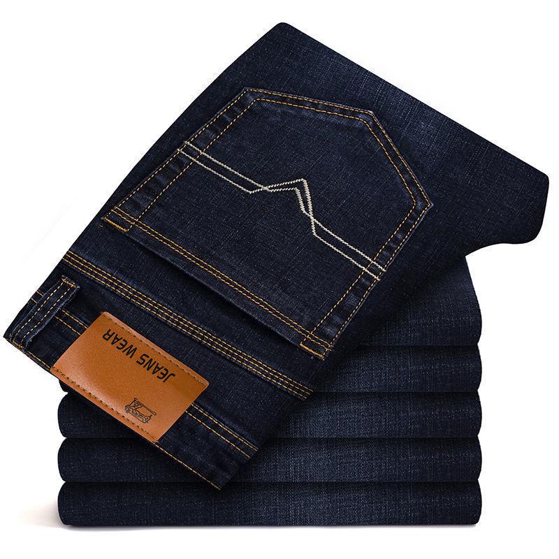Jeans Business Dress Jeans Men'S Loose Straight Stretch Slim Fit Fashion Versatile Men'S Casual Pants