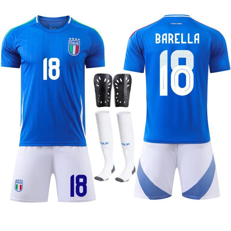 European Cup Italian Home Football Uniform Set Jersey No. 14 Chiesa Jr. 18 Barrera National Team