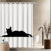 Zwarte Kat Silhouet Douchegordijn, 12 Haken, Wasbaar in de Machine Badkamer Decoratie voor Alle Seizoenen
