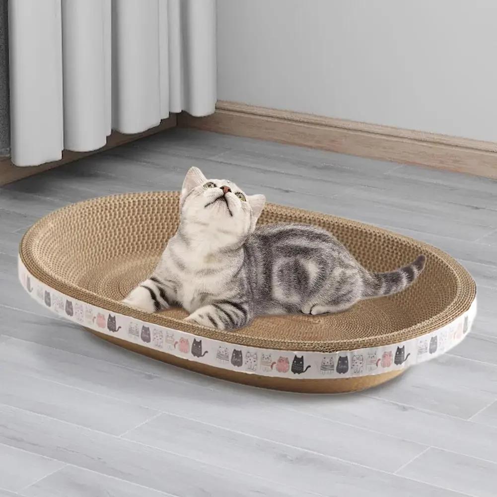 Corrugated Cat Scratcher Cat Scrapers Round Oval Grinding Claw Toys for Cats Wear-Resistant Cat Bed Nest Cat Accessories