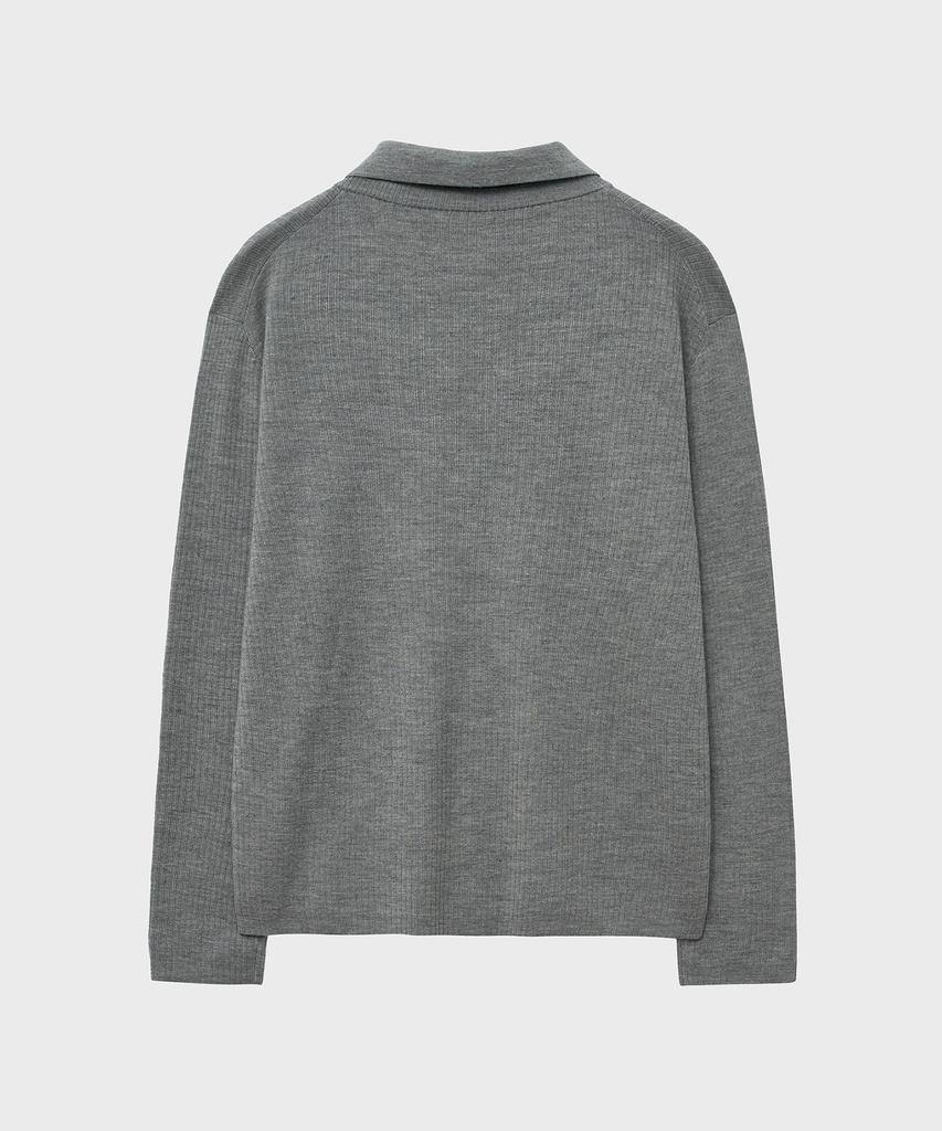 NOIRER Layered V-Neck Polo Knit (Gray)