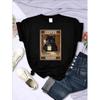 Because Murder Is Wrong Black Cat Drink Coffee Women Tee Clothing O-Neck Vintage Short Sleeve Personality Casual Female T-Shirts