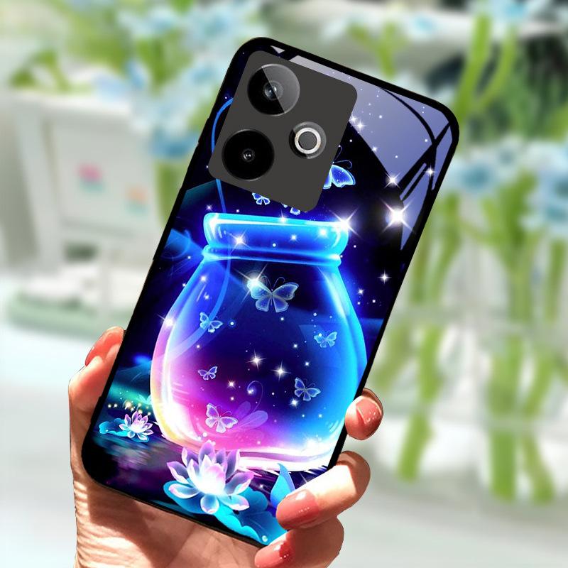 Für Realme GT7 5G Hülle Neue Mode Gehärtetes Glas Rückseite Hartes PC Handyhülle Für Realme GT 7 Fundas Stoßfeste Schale Gehäuse
