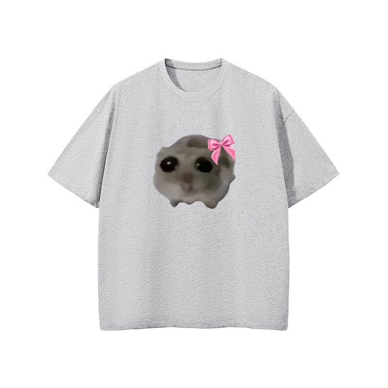 Miss Hamster Funny Printed Women T Shirt Summer 2024 New Design Casual Fashion Cotton Soft T Shirt Short Sleeve Oversized Tops