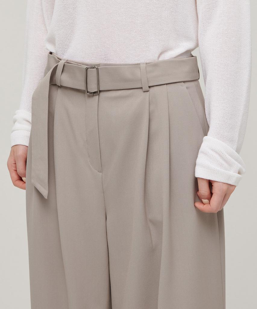 MUSINSA STANDARD WOMAN Women'S Real Wide Belted Slacks [Light Beige]