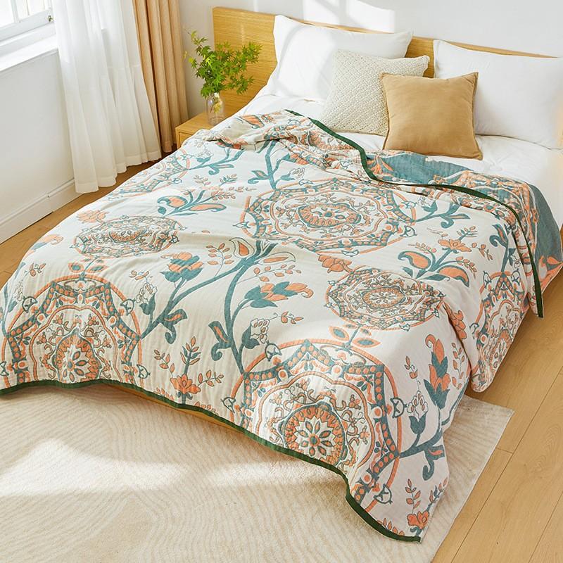 Four-layer Cotton Gauze Throw Blanket Couch Simple Towel Quilt Single Double Lunch Nap Blanket Summer Air Conditioning Cool Quilt For Home
