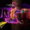 Crashing Witch Into Tree Halloween Decoration with LED Light Outdoor Lighted Flying Witch for Tree Yard Patio Porch Decoration