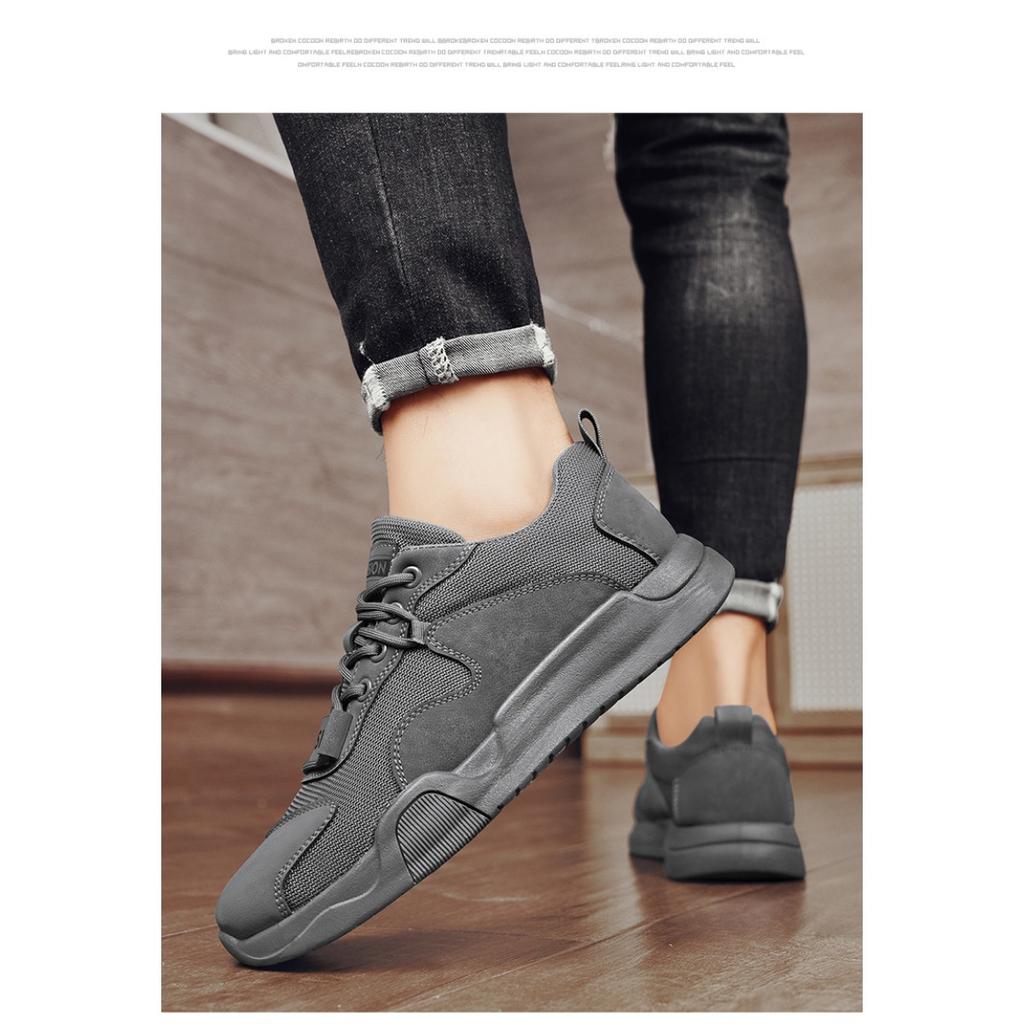 Men's shoes daily sports casual shoes leather mesh splicing breathable wear-resistant comfortable and durable