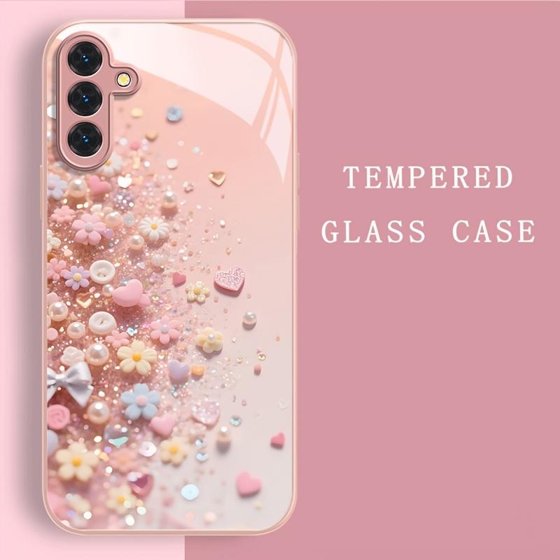 Metallic Paint Tempered Glass Phone Case Suitable for Samsung Galaxy S26 S25 S24 S23 S22 S20 FE/Ultra/Plus Anti Drop Back Cover