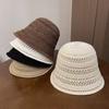 Temperament Straw Sun Hat Sweet Sun Protection Cap Sunscreen Knitted Bucket Hat  Outdoor KTB