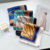 1pcs 70cm Color-blocked Four-square Grid Imitation Silk Square Scarf for Women Versatile Headwear Bag Clothing Accessories Scarf