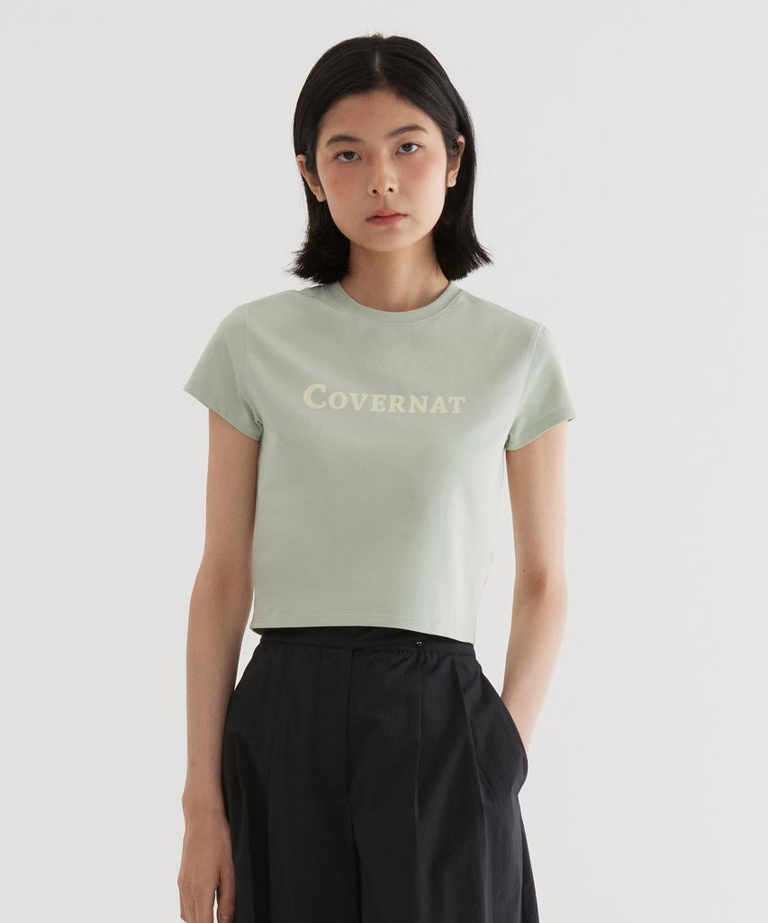 COVERNAT (W) Authentic Logo Baby Fit T-Shirt Light Green
