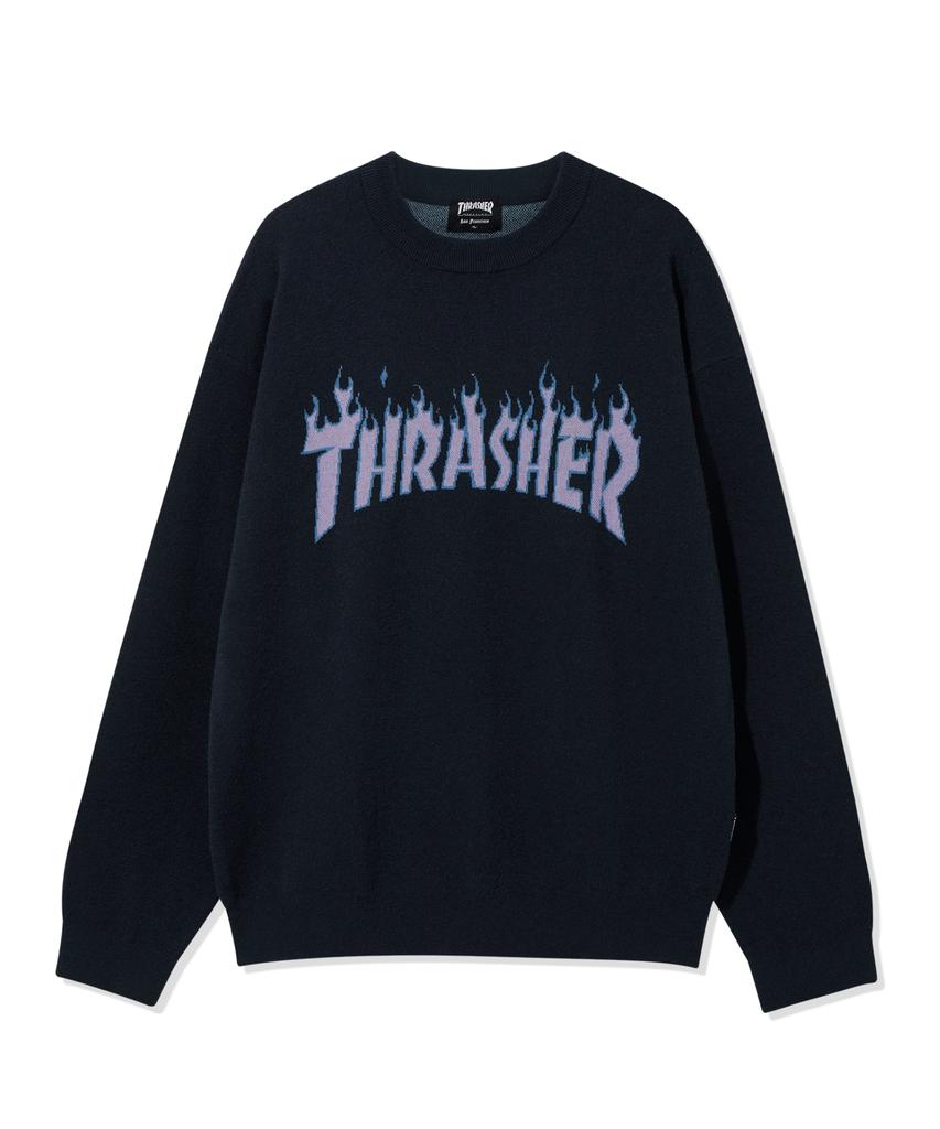 Treasure Jacquard Flame Logo Knit Navy