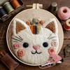Punch Needle Kit Söt Katt Tema Hantverk Broderi Set Punch Broderi Kit för Stresslindring Föräldra-Barn-Samvaro Nybörjare Barn
