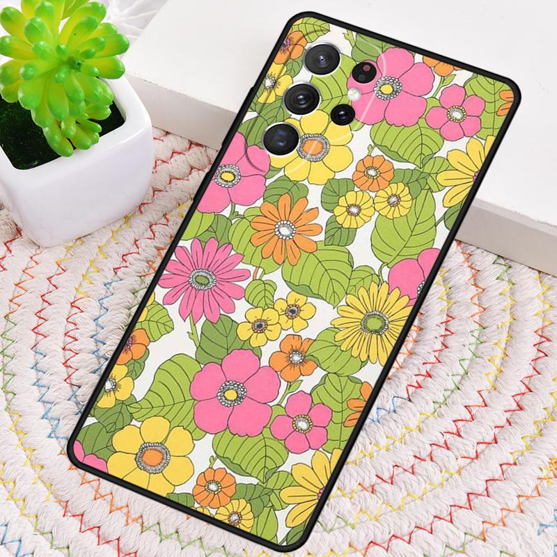 Groovy Flowers Hippie Bohemian Silicone Phone Case For Samsung Galaxy Note 10 Pro S26 S24 S23 S22 S21 Plus S25Ultra Capa Cover