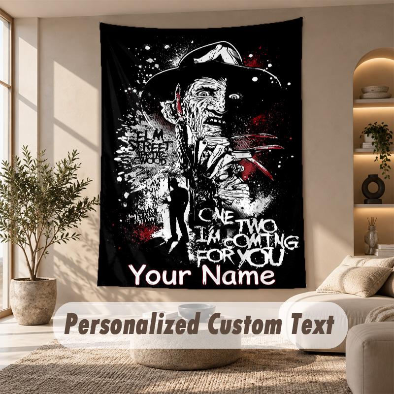 Tapestry Custom Name Text, Wall Hanging Tapestry Home Room DecorA Nightmare On Elm Street Freddy Krueger